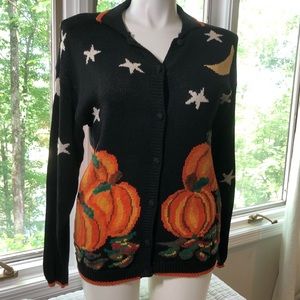 Carrol Reed Women Cardigan Sweater Pumpkins Fall